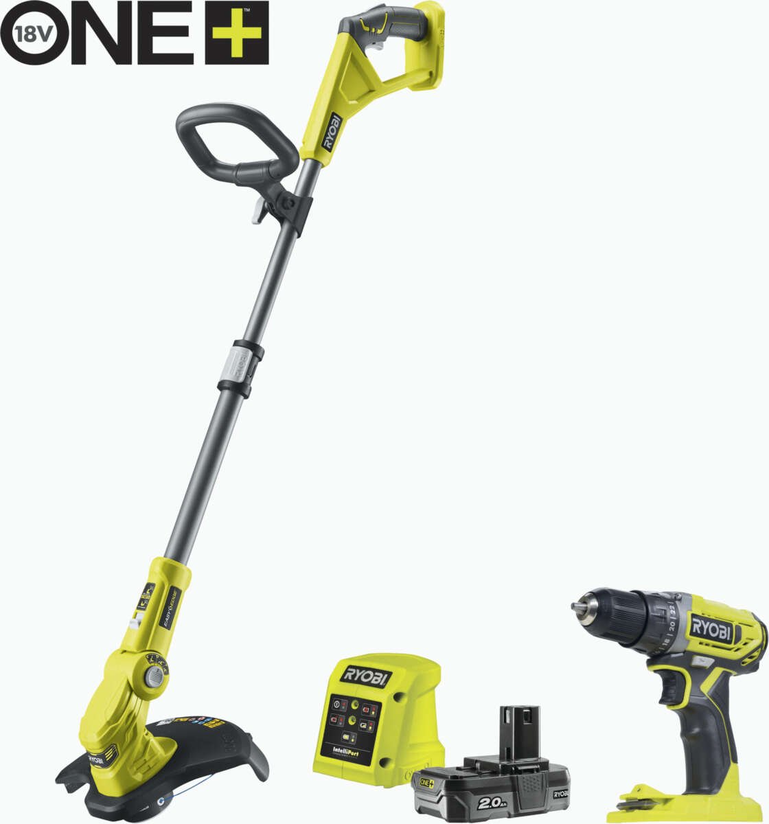 Ryobi OLT1832DD2-120 gresstrimmer og drill m/batteri