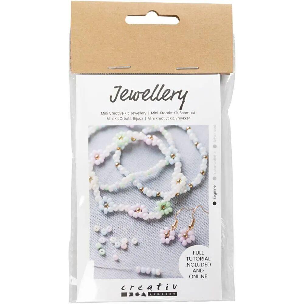 Creativ Company Mini DIY Kit Smykker Elastisk Armbånd, Ørering