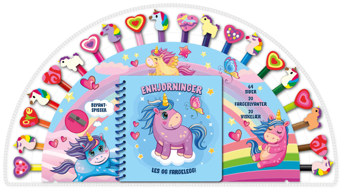 Les og fargelegg: Enhjørninger