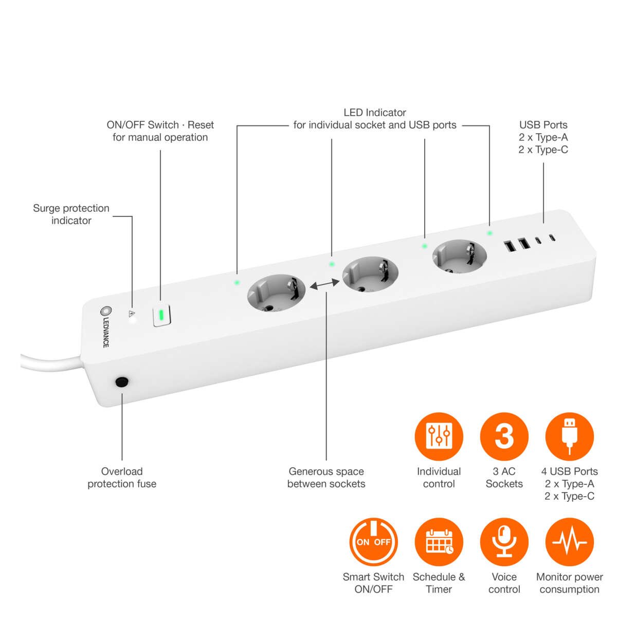 Ledvance Smart Multi-stikkontakt/Smart WiFi plug