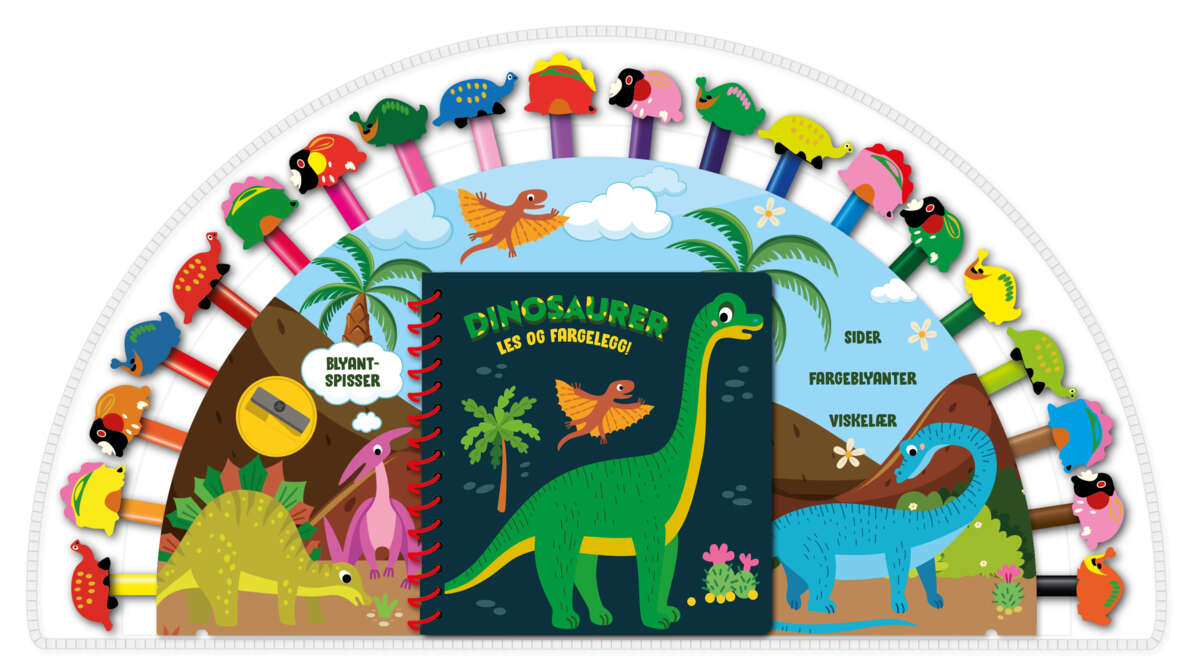 Les og fargelegg: Dinosaurer