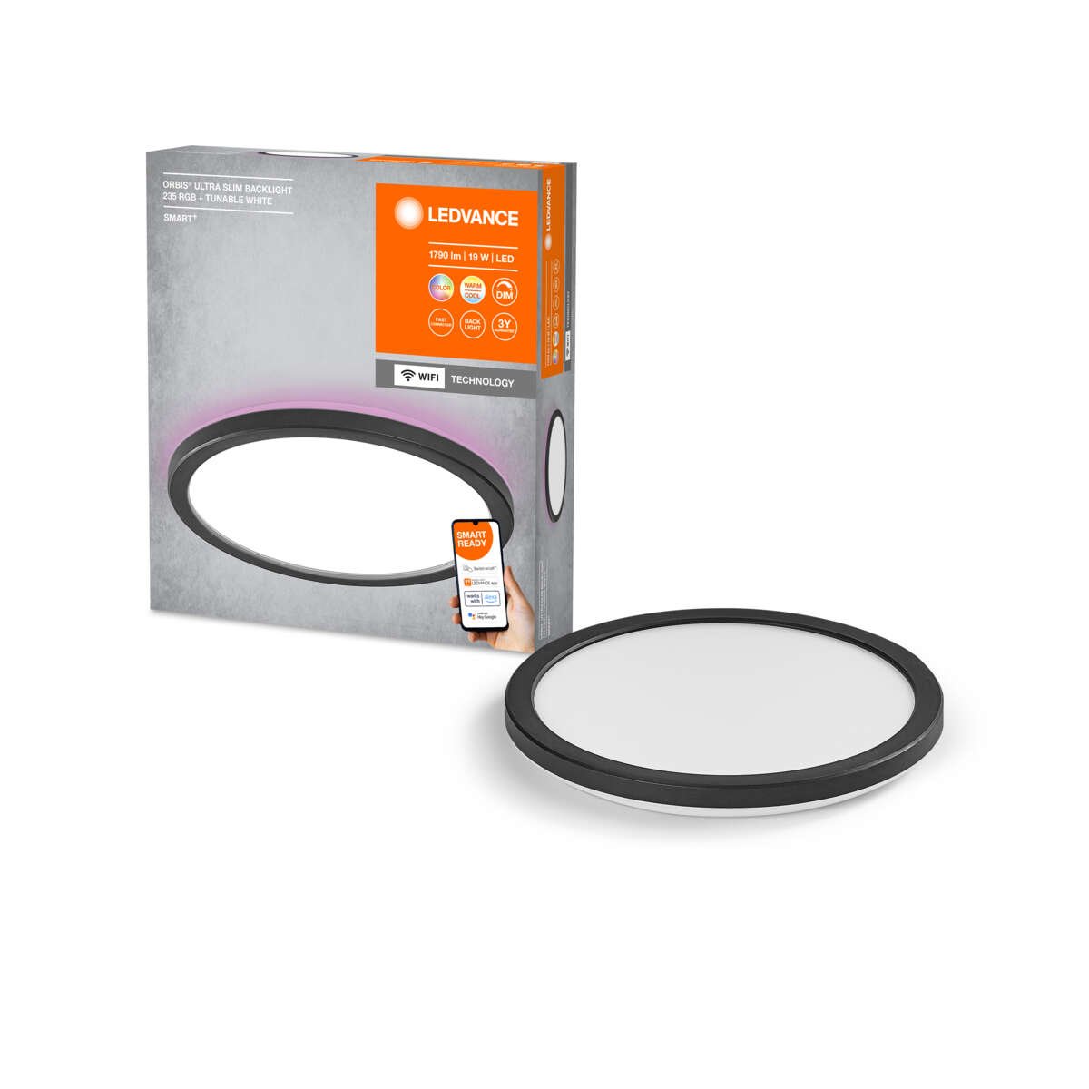 Ledvance Smart+ ORBIS Ultra Slim Backlight Black RGB + TW
