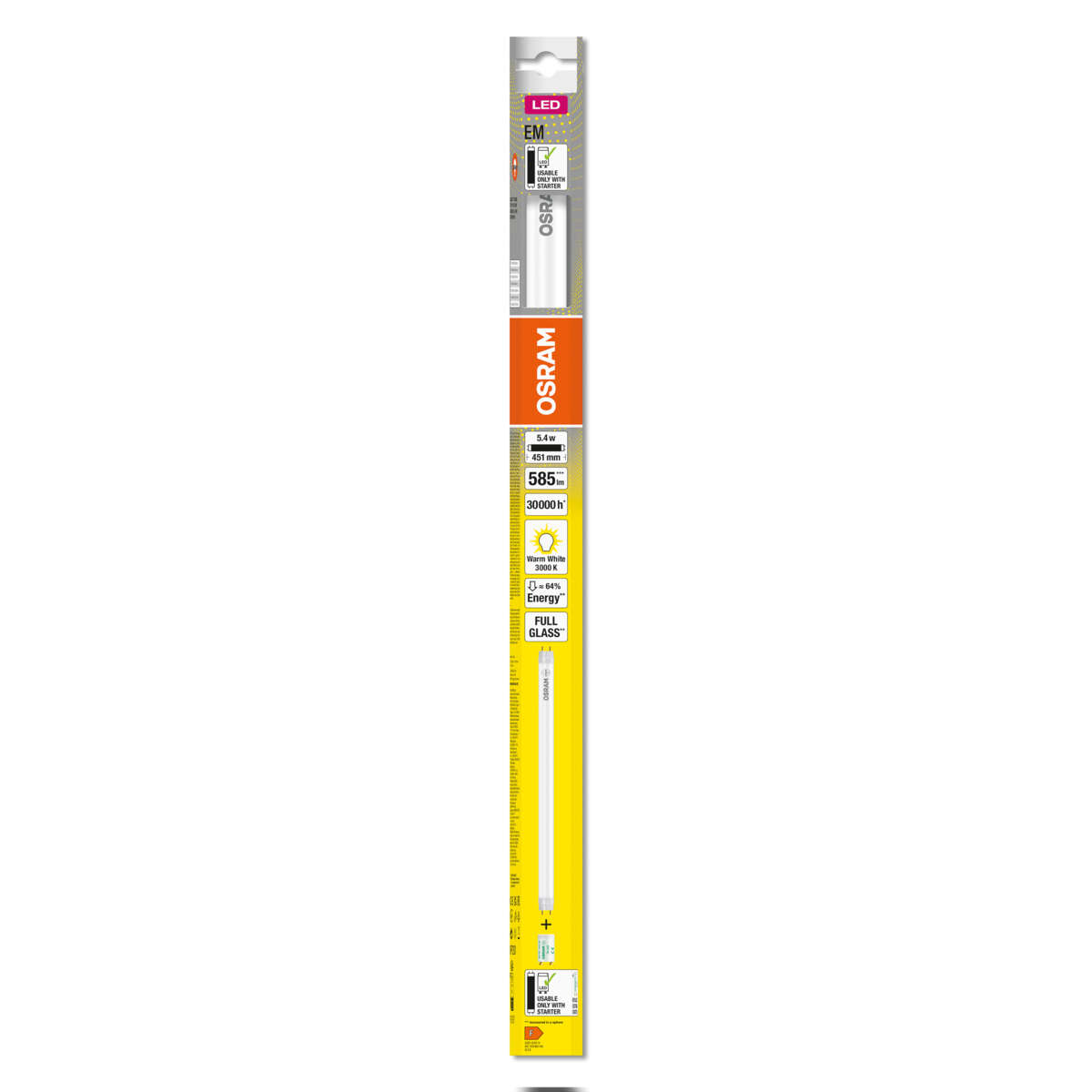 OSRAM LED TUBE T8 15 EM 438 mm 5.4W 830