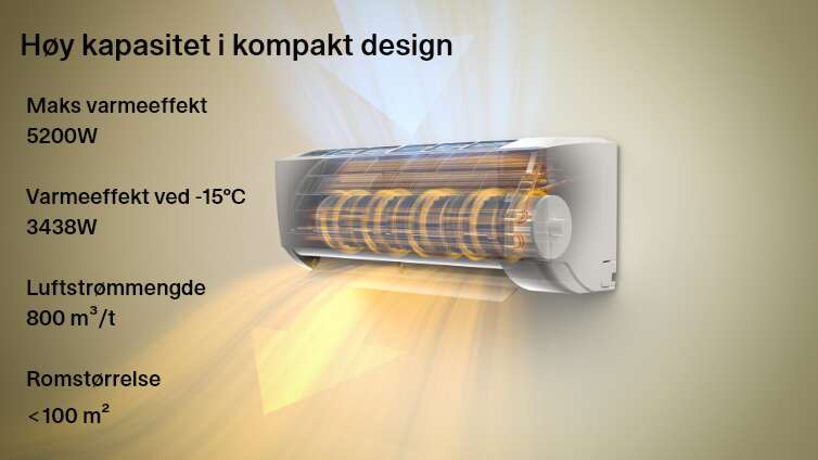 Mill Compact Pro WiFi varmepumpe 5200W, ferdig montert