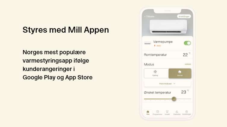 Mill Compact Pro WiFi varmepumpe 5200W, ferdig montert