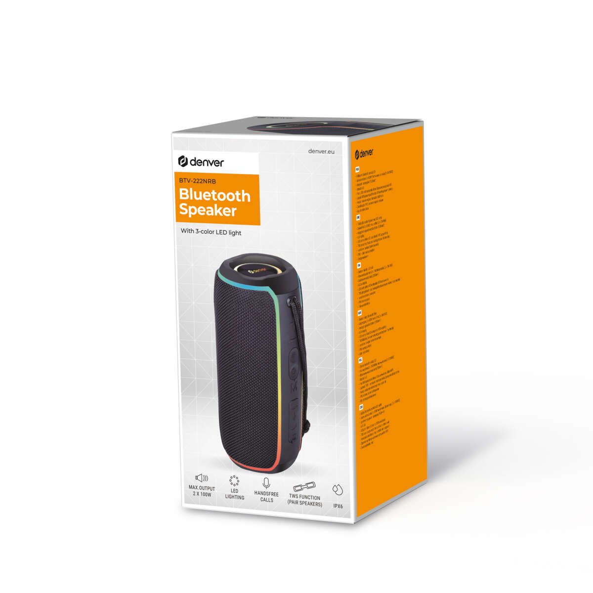 Denver BTV-222NRB høyttaler med LED-lys