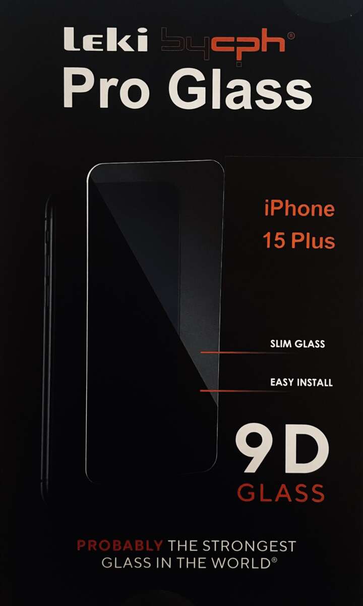 Leki bycph Pro Glass 9D skjermbeskyttelse til iPhone 15 Plus