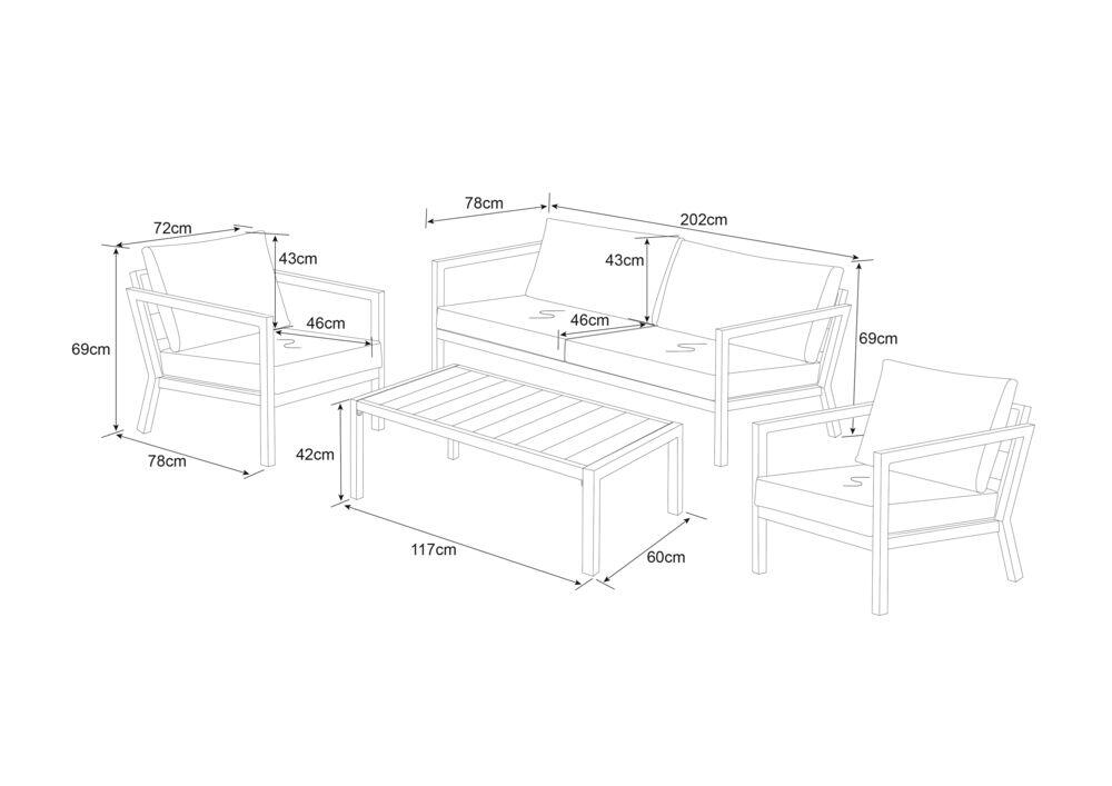 Røst sofagruppe teak og beige vanntette putetrekk