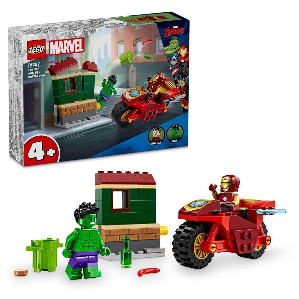 LEGO® Marvel Iron Man med motorsykkel og Hulken 76287