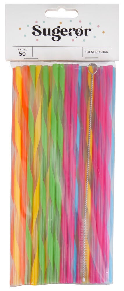 Sugerør gjenbrukbare 50pk