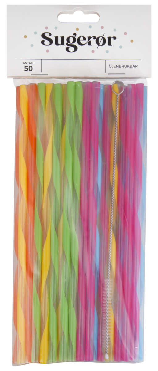 Sugerør gjenbrukbare 50pk
