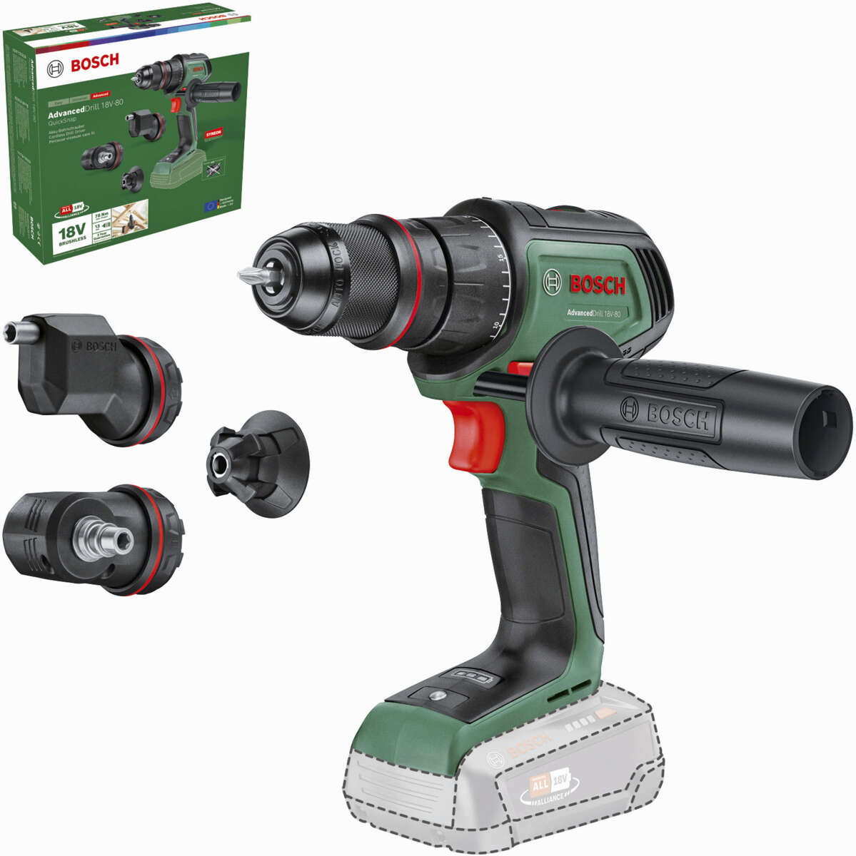 Bosch Advanced 18V-80 QuickSnap drill u/batteri