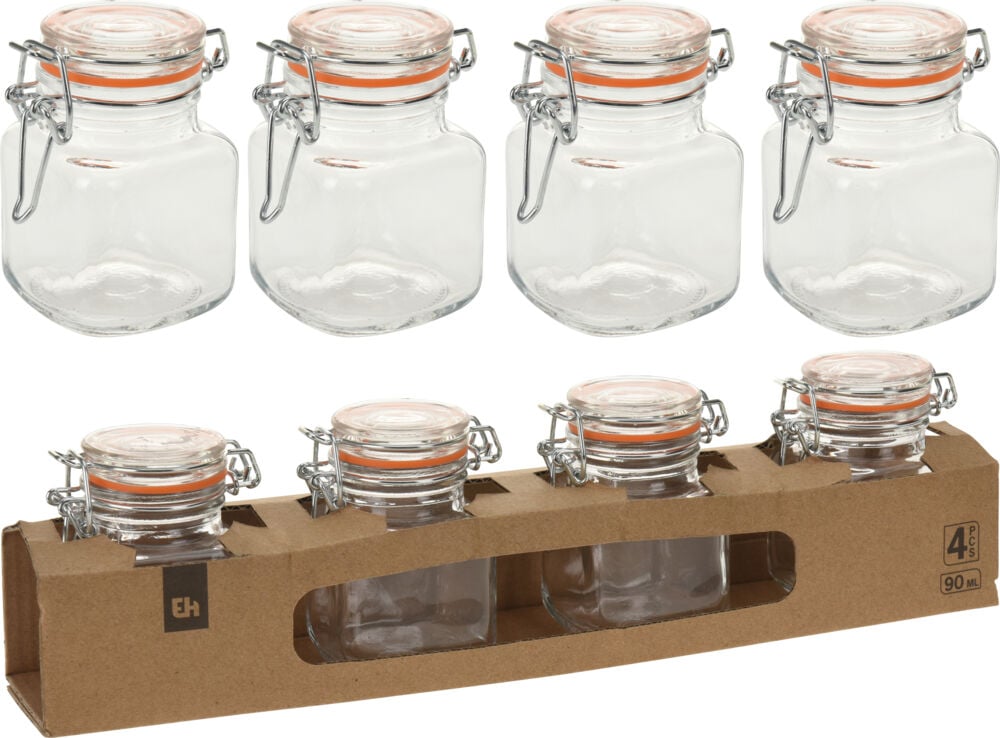 Glasskrukker med lokk 4 pk