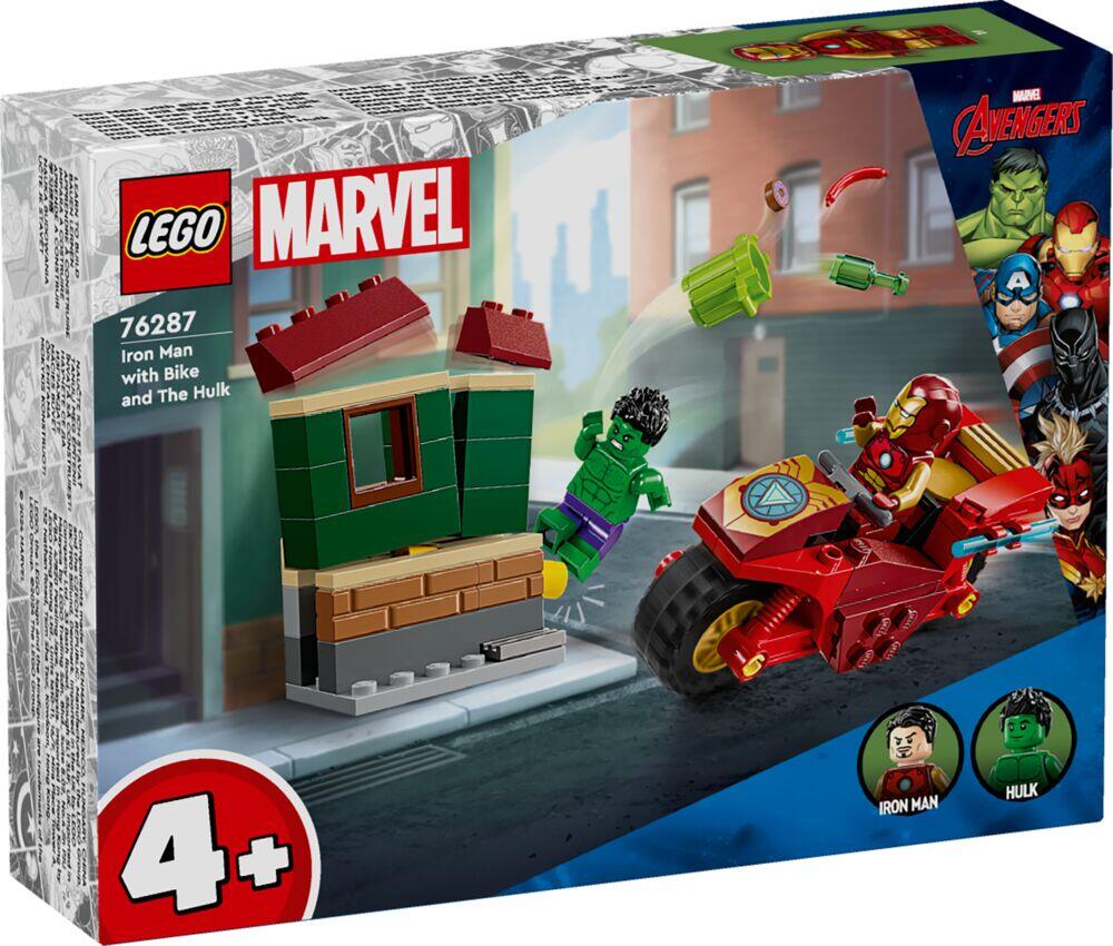 LEGO® Marvel Iron Man med motorsykkel og Hulken 76287