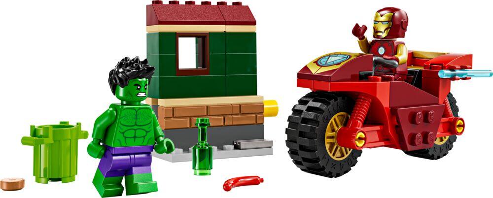 LEGO® Marvel Iron Man med motorsykkel og Hulken 76287