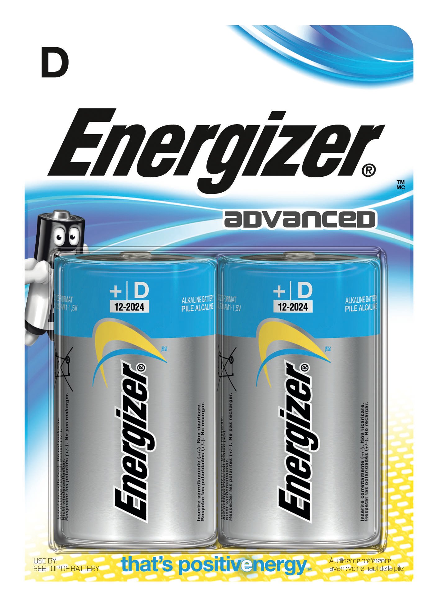 Energizer®Advanced  D/E95 batterier 2 pk