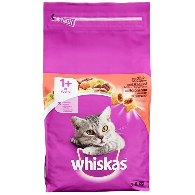 Whiskas® 1+ Oksekjøtt 3.8 kg