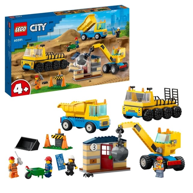 LEGO® City Anleggsmaskiner og kran med rivningskule 60391