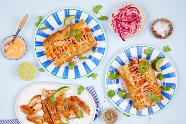 Bahn mi med BBQ-kylling