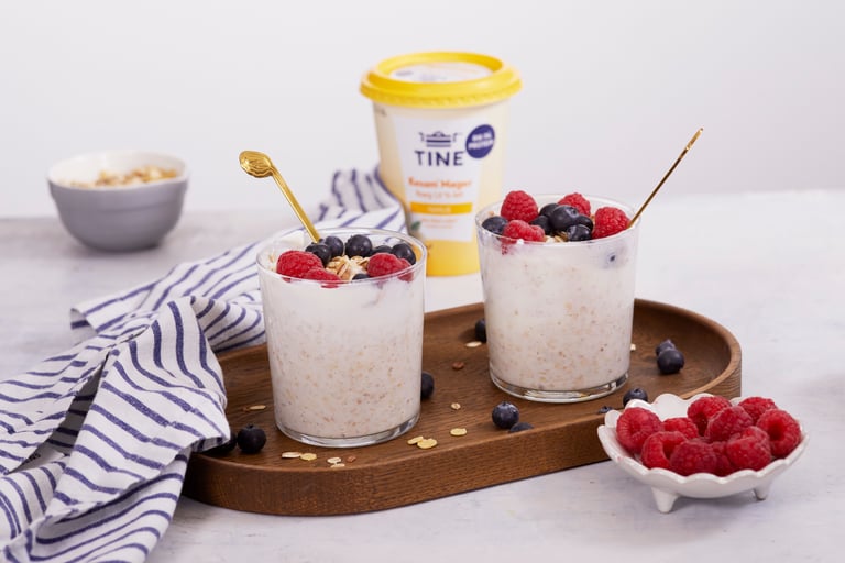 Kjøleskapsgrøt med vaniljekesam