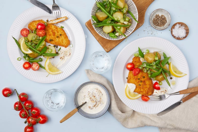 Sprøpanert flyndre med lun potetsalat