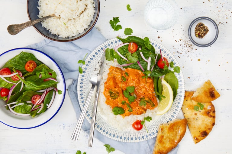 Kylling tikka med nan og ris