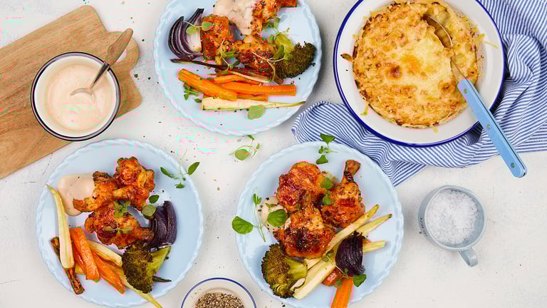 Kyllinglollipops med gratinert potetmos