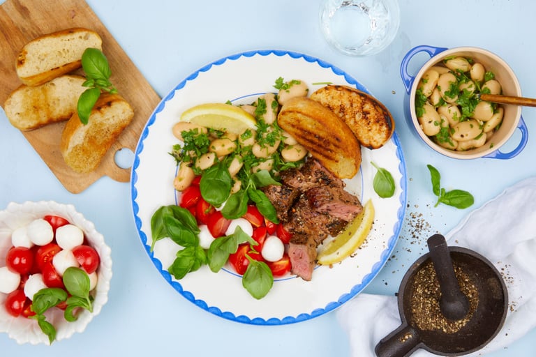 Pepperbiff med capresesalat