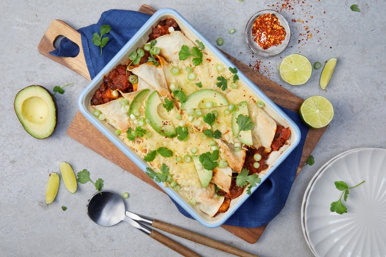 Enchiladas med kylling og svarte bønner