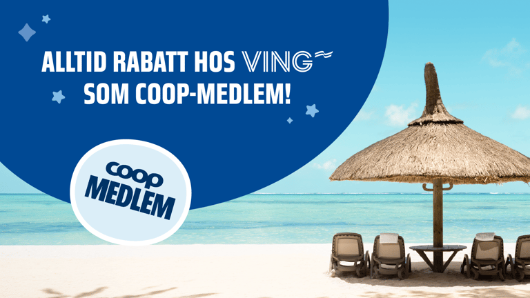 Få minst 600 kr i rabatt hos Ving som Coop-medlem