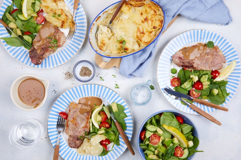 Nakkekoteletter med fløtegratinerte poteter