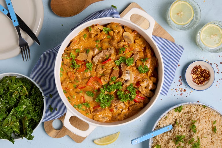 Rask biff stroganoff med bankekjøtt