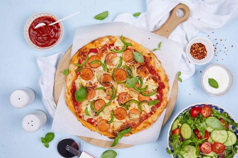 Hverdagspizza med pølser