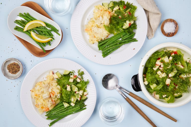 Plukkfisk med sei og aspargesbønner