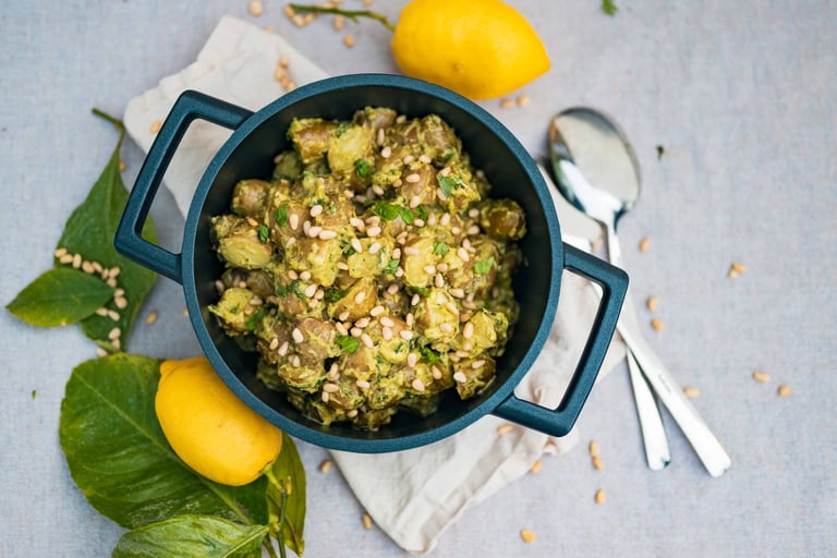 Potetsalat med pesto og parmesan