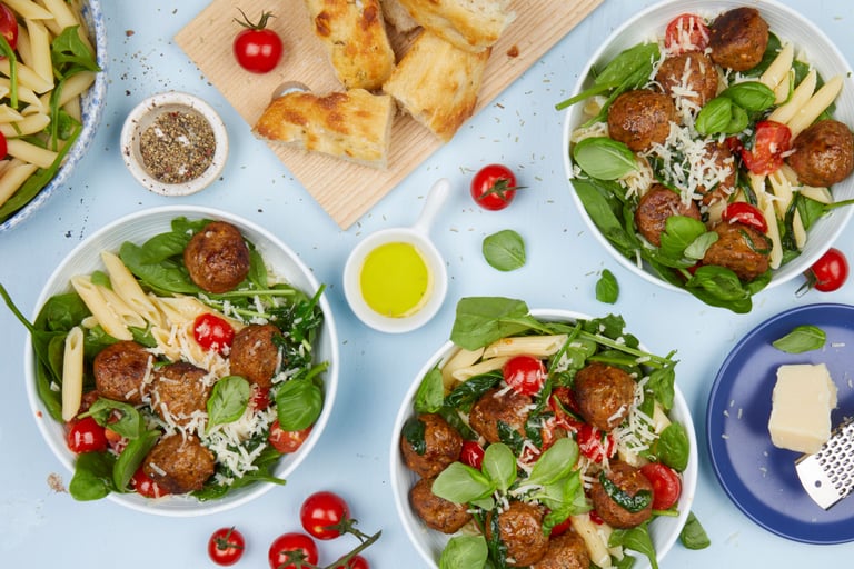 Italienske kjøttboller med penne