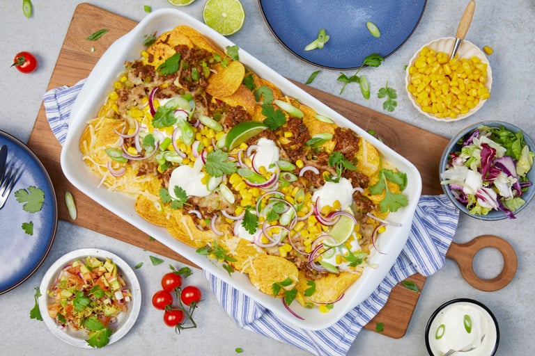 Nachos med kjøttdeig og avokadosalsa