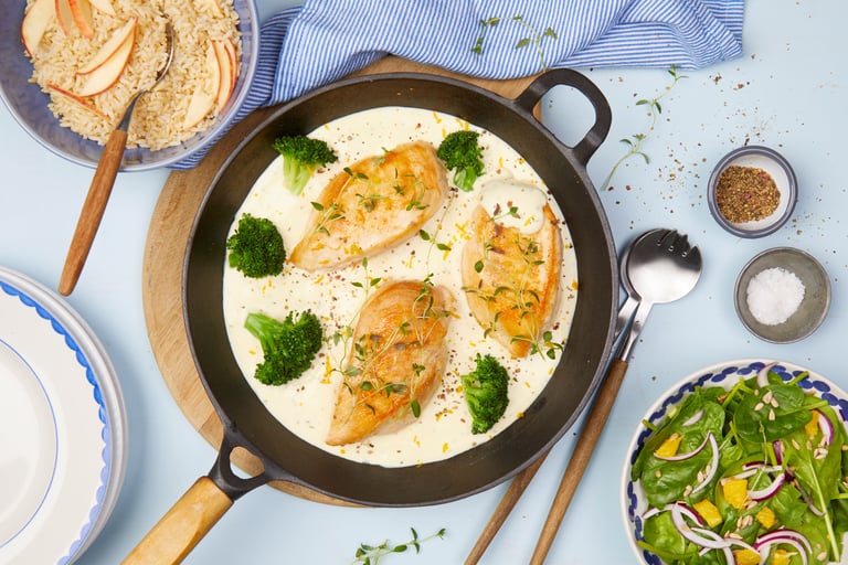 Kremet kylling med fullkornsris