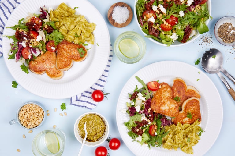 Lofoten hjertekaker med pasta og pesto