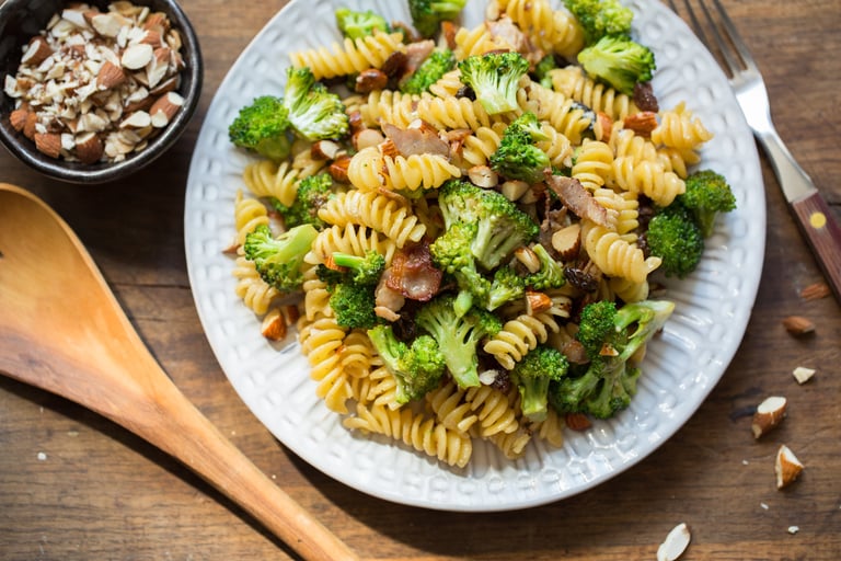 Brokkoli, pasta og bacon - siderett