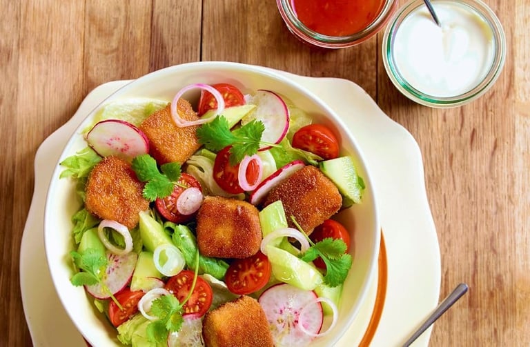 Ørretnuggets med sweet & sour-dip