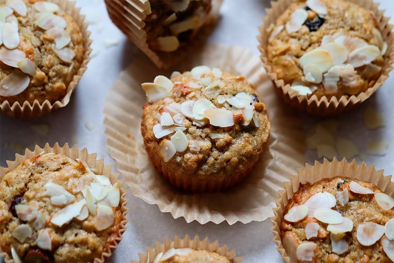 Sunne og gode havre- og mandelmuffins