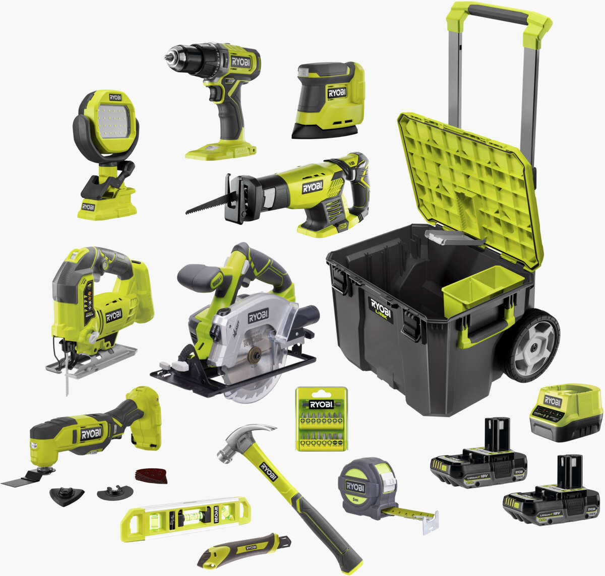 Ryobi R18CK7-2C20LB verktøysett | Obs.no