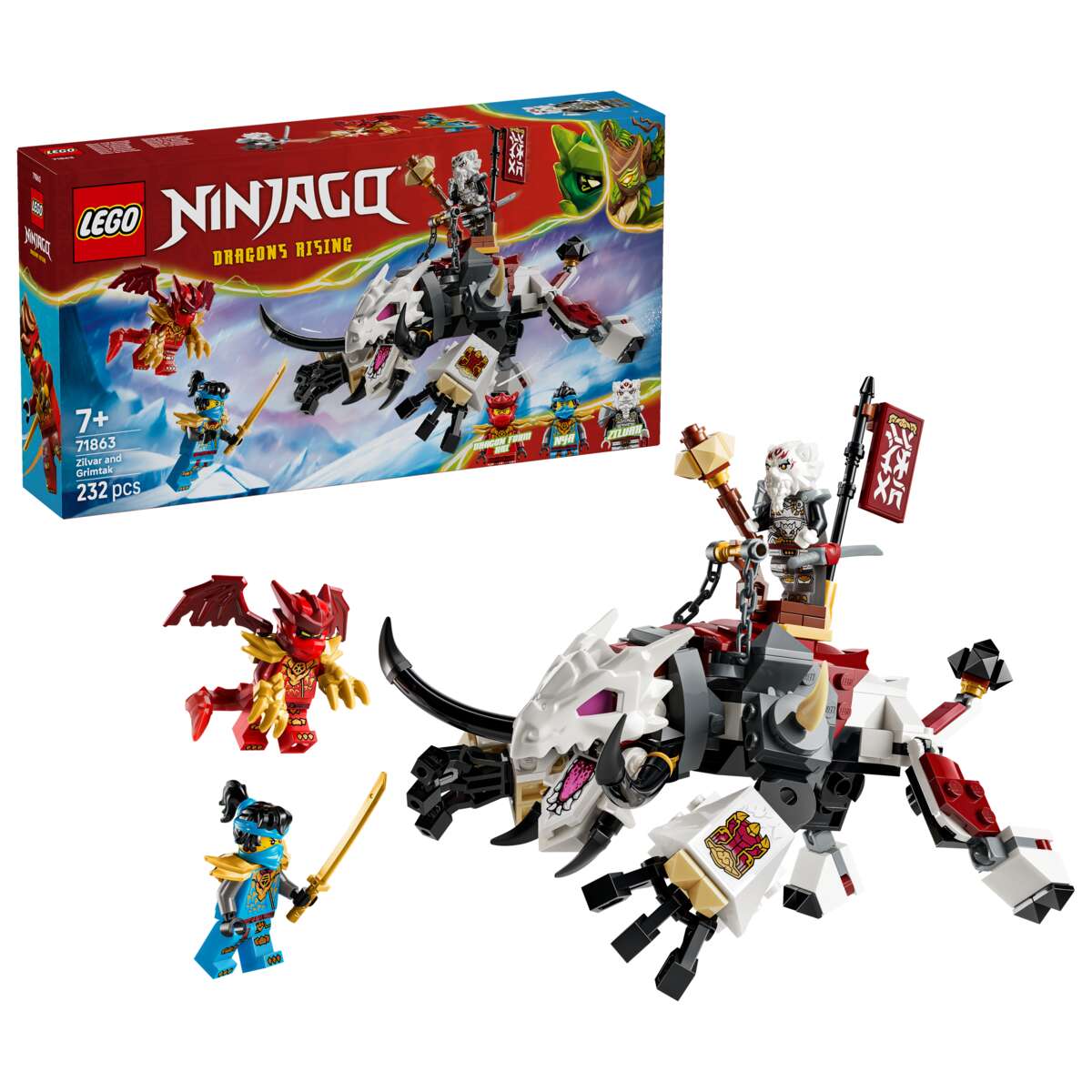 LEGO® NINJAGO® Zilvar med monsterdragen Grimtak 71863 | Obs.no
