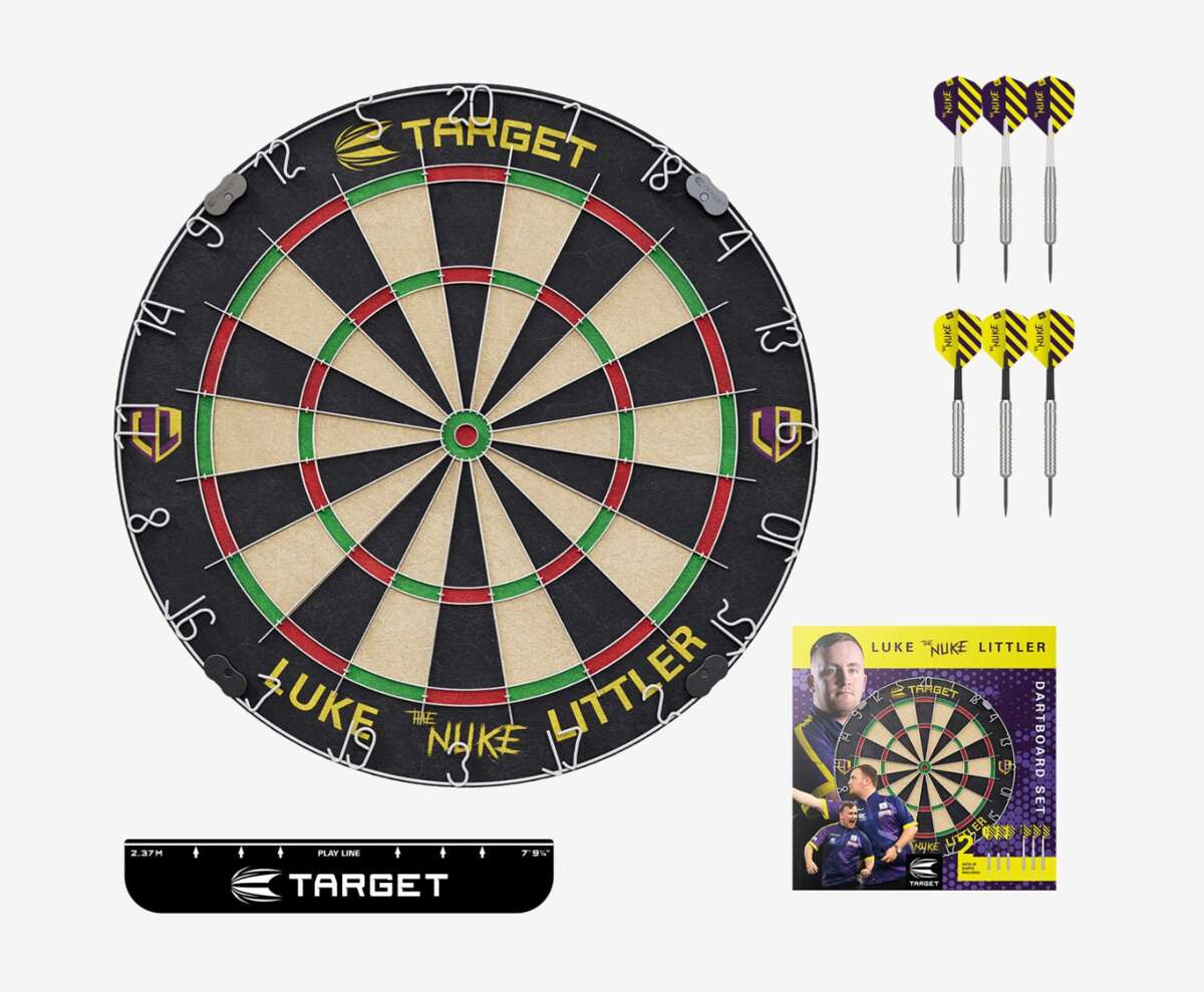 Target Luke Littler dartskivesett med 6 dartpiler | Obs.no