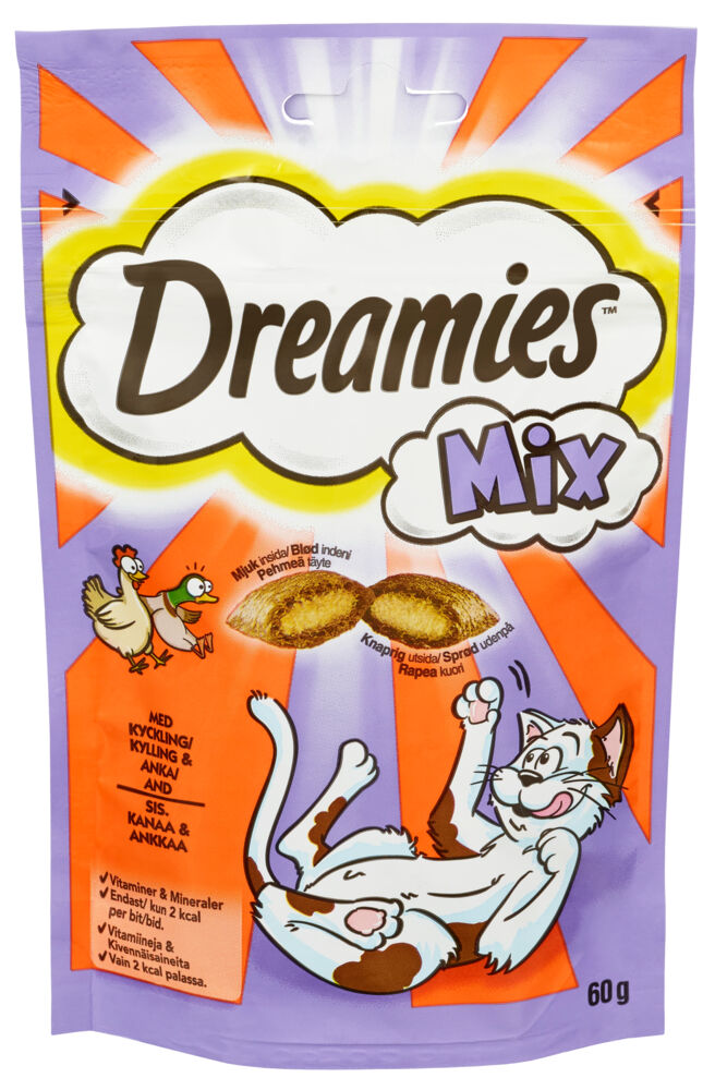 Produkt miniatyrebild Dreamies® Mix Kylling & And 60g