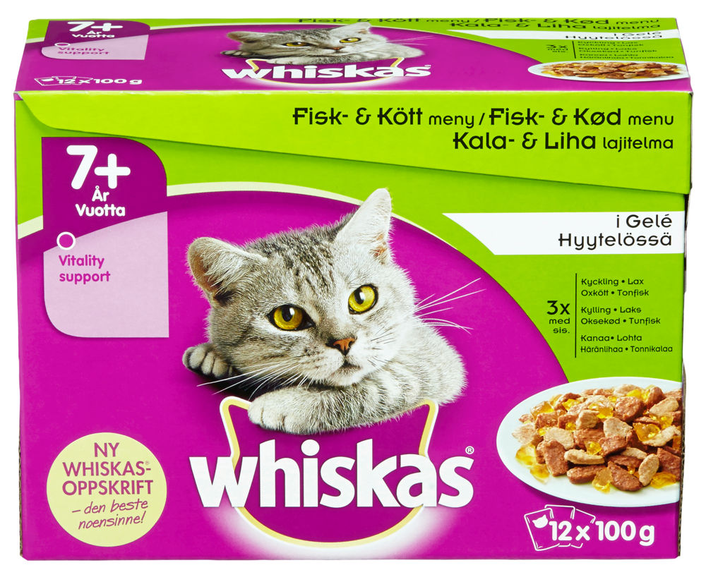 Whiskas® 7+ Fisk & Køtt i Gele 12x100g
