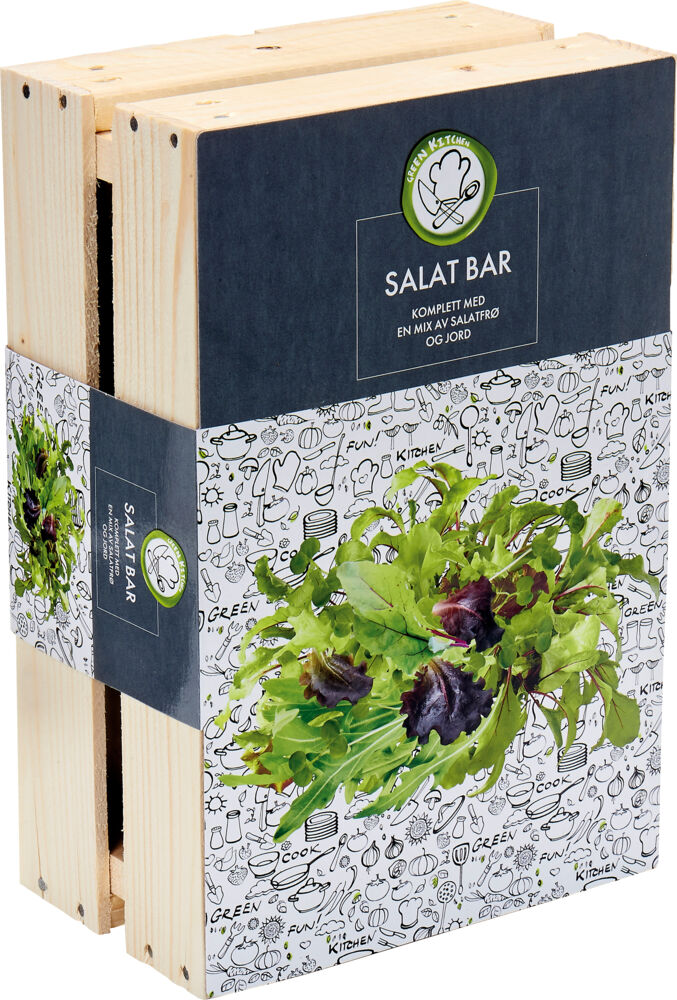 Produkt miniatyrebild Trekasse Salatfrø inkludert kompost og frø