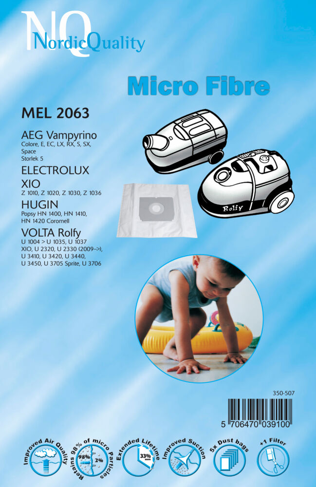 Produkt miniatyrebild NQ MEL 2063 støvsugerposer