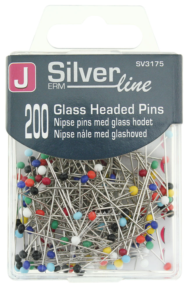 Silverline knappenåler med glasshode